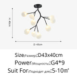 Modern Firefly Black Gold LED Chandelier for Living Room Lustre Bedroom Home Decor Indoor Light Minimalist Ceiling Pendant Lamp