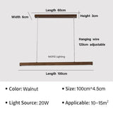 Nordic Long Wood Strip LED Pendant Light Dining Table Lamp Minimalism Suspension Chandelier Living Dining Room Lighting Fixture