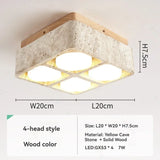 Square Yellow Travertine LED Recessed Ceiling Light - No Main Lamp Grid Spotlight Fixture for Living Room, Bedroom & Hallway