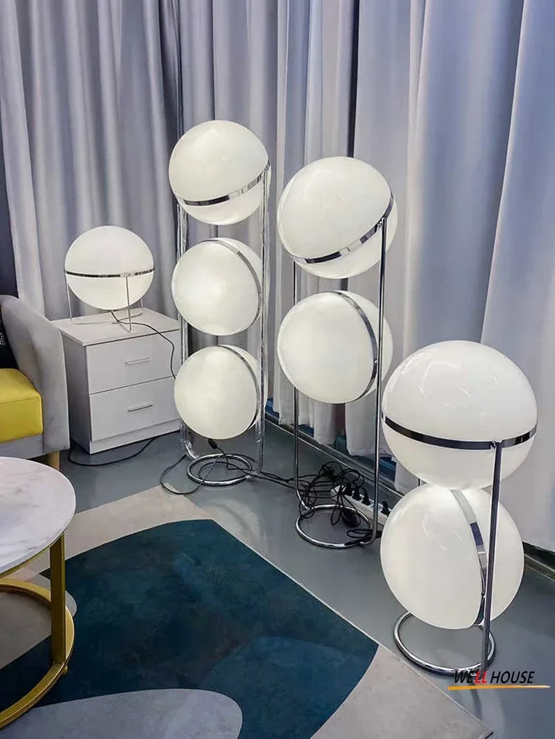 Designer LED Floor Lamp Nordic Living Room Standing Light Bedroom Bedside Hotel Room Shop Decor Modern Silver Metal Floor Lights