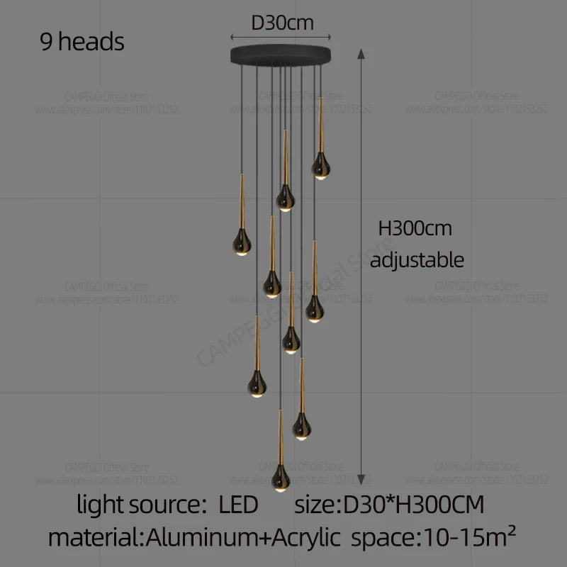 Minimalist Style LED Ppendent Lamp Double Layered Attic Chandelier Villa Staircase Pendant Light Living Room Kitchen Pendant