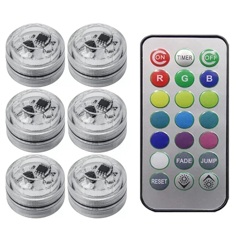 1-10PCS Car Wireless Adhesive LED Car Interior Ambient Light Remote Control Decor Auto RGB Interior Atmosphere Light Decorative