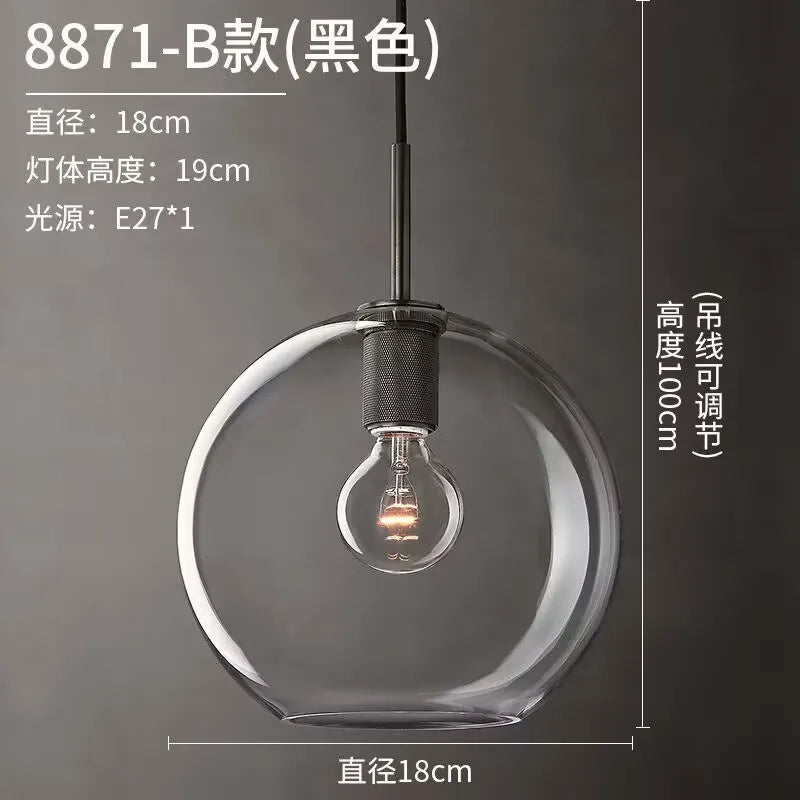 American-Style Retro Minimalist Hallway Foyer Pendant Light, Loft Industrial Style, Suitable for Restaurant, Bar, Clothing Store, Café, Single-Head Decorative Light, Light Luxury Bedside Small Pendant Lamp