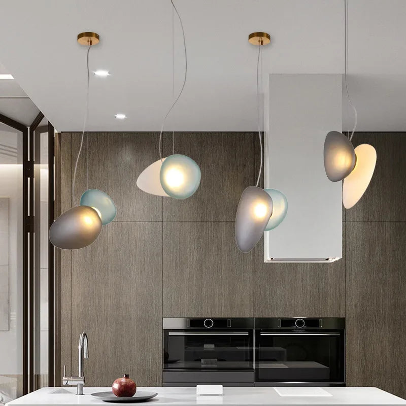Nordic Creative Cobblestone Glass LED Pendant Chandelier for Restaurant Kitchen Bedroom Bedside Hotel Indoor Decor Lighting 2026