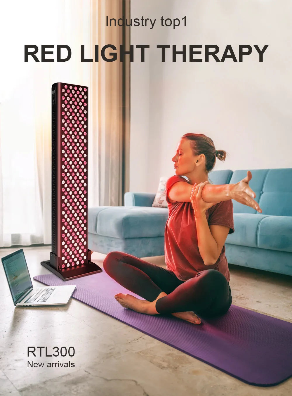 High Power Whole Body RTL300 LED Red Light Therapy Physiotherapy light therapy device 1200W pulse wiht mobile stand