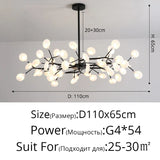 Creativity Firefly LED Chandelier Black Gold for Living Room Bedroom Hall Home Decor Indoor Lighting Minimalist Ceiling Pendant