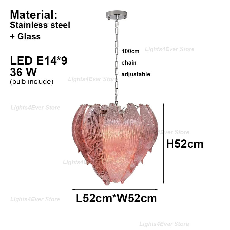 2026 New Trend Art Pink Glass OZ0105 Hanging Lamps Pendant Light Chandelier Indoor Lighting For Foyer Dinning Room Living Room