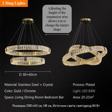 Nordic Luxury Ring K9 Crystal Chandelier Villa Living Dining Room Bedroom Ceiling LED Pendant Light Indoor Lighting Hanging Lamp
