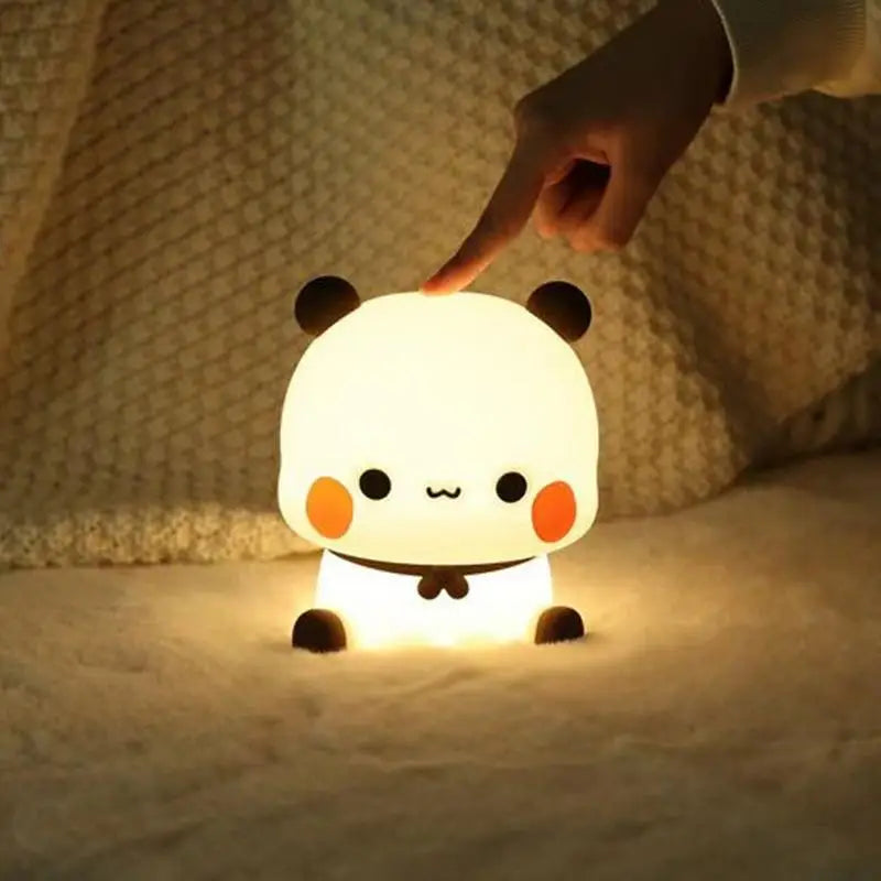 Kawaii Panda LED Night Light - Soft Silicone Tap Lamp for Baby Nursery