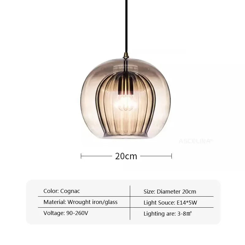 Modern Glass Pendant Light LED Hanging Lamp for Dining Room Living Room Coffee Shape Home Indoor Decors Lighting Fixtures