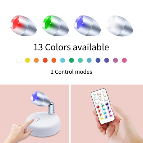  LED Cabinet Lights RGB 13 Colors Wireless Spotlights Remote Dimmable Wall Lamp For Room Art Showroom Hallway Lighting