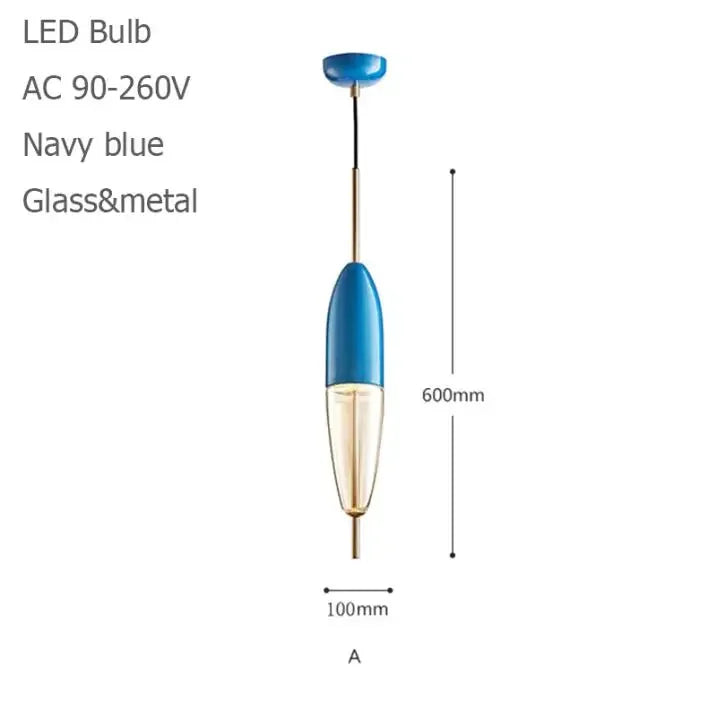 2026 Modern Simple Lake Blue Gradient Glass Pendant Lamp Designer Model Room Bedroom Restaurant Bar LED Chandelier Home Decor Li