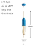 2026 Modern Simple Lake Blue Gradient Glass Pendant Lamp Designer Model Room Bedroom Restaurant Bar LED Chandelier Home Decor Li