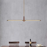 Nordic Designer Long Strip Restaurant Island Chandelier Simple Creative Office Study Lamp Light Luxury All-Copper Tea Room Lamp