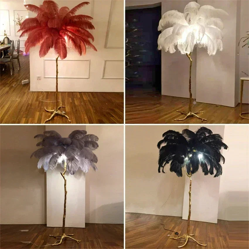 Nordic Ostrich Feather Floor Lamp - Luxury Standing Lamp for Living Room & Bedroom