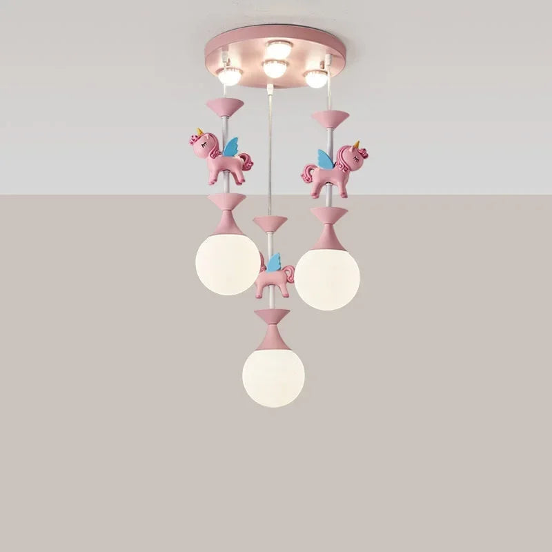 Modern Minimalist Children Room Pendant Light Carousel Boy Girl Bedroom Princess Decorate Creative Lovely Art High-end Warm LED