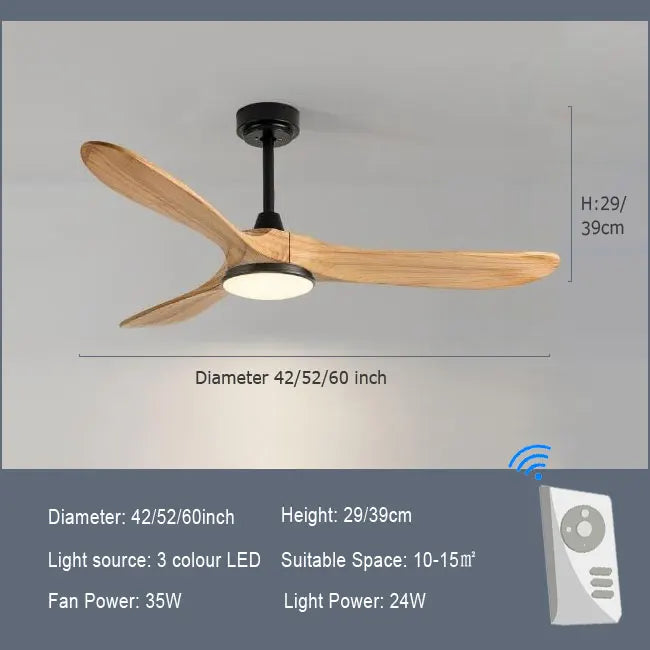 Luxury Natural Wooden Ceiling Fan Home Decorative Pendant Fan With Lamp Reversible Motor Suitable for Summer and Winter