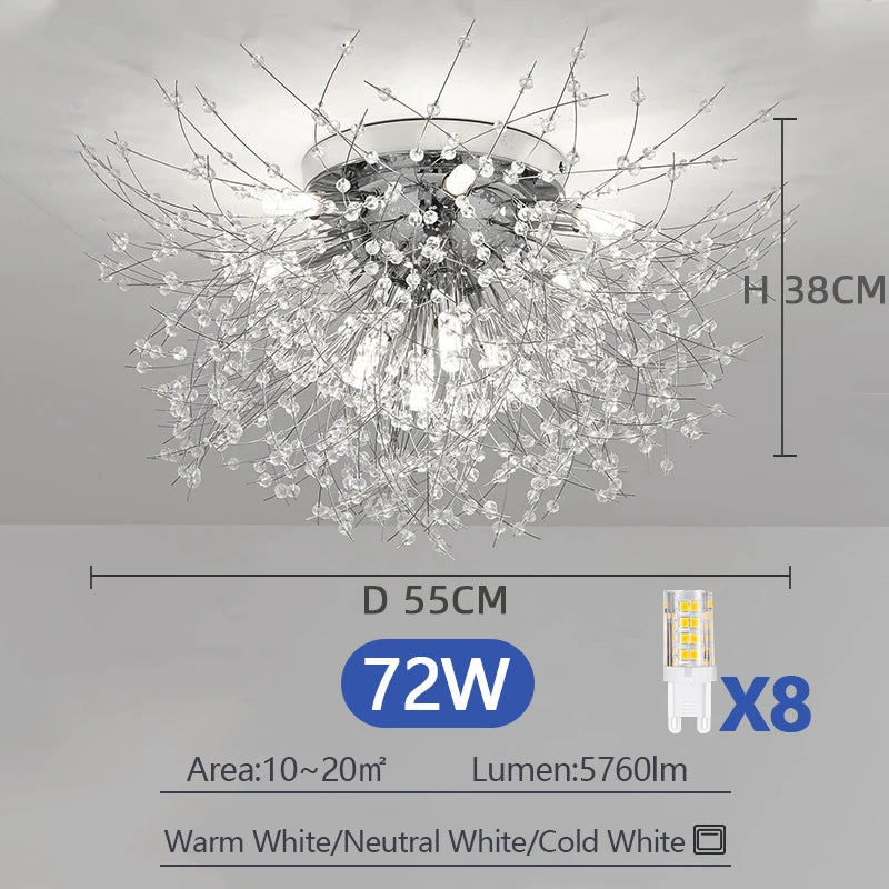 French Dandelion Ceiling Chandelier Luxury Modern Pendant Lamp for Living Room Kitchen Children's Room Decorative Lighting