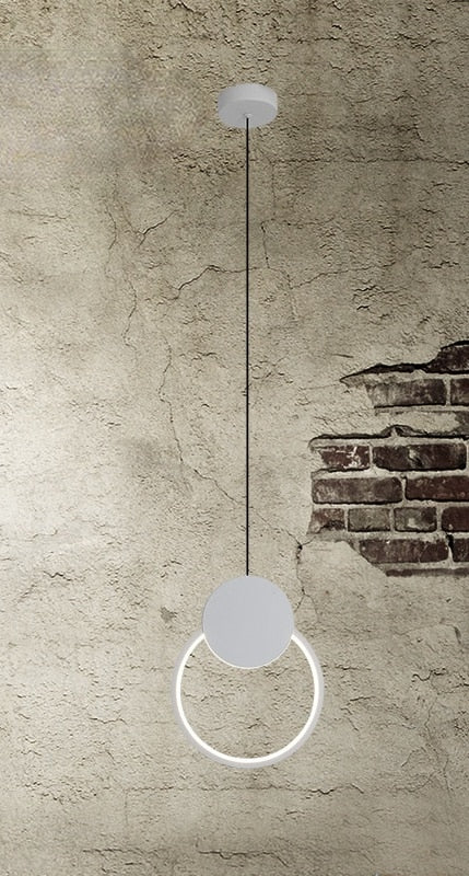 Modern LED Black White Circle Pendant Light Lighting for Bedside Bedroom Living Dining Room Study Hanging Lamp Indoor Decoration