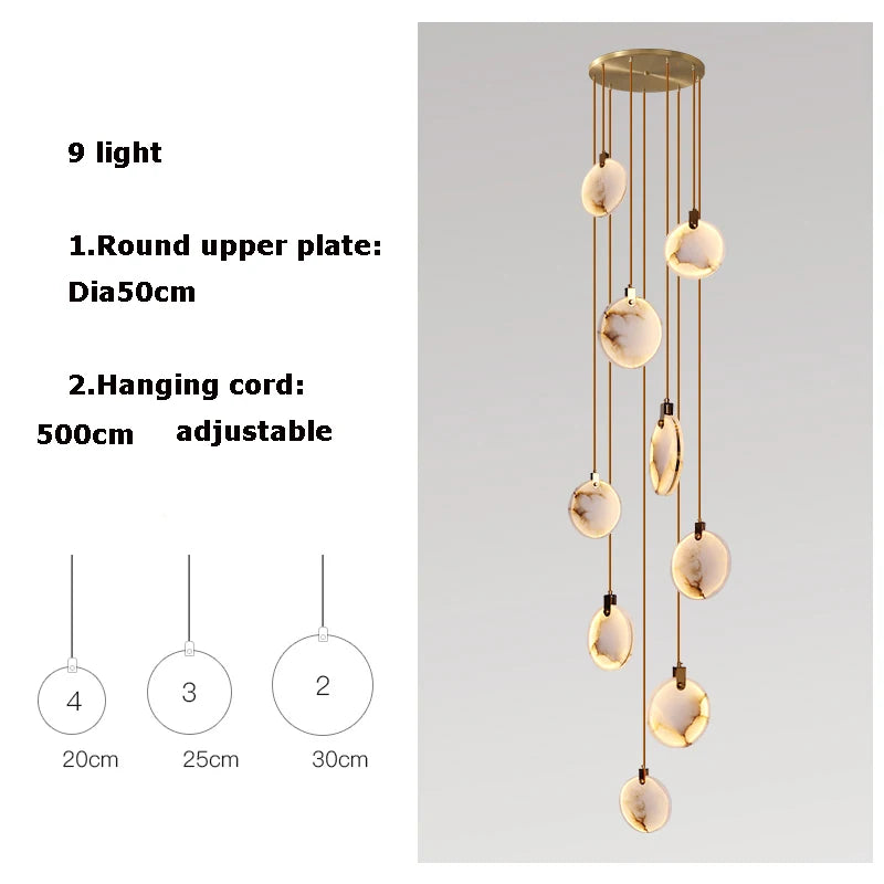 New Chinese LED Marble Gold Home Deco Designer Chandelier Lighting 2026 New Trend Lustre Hanging Lamps For Living Room