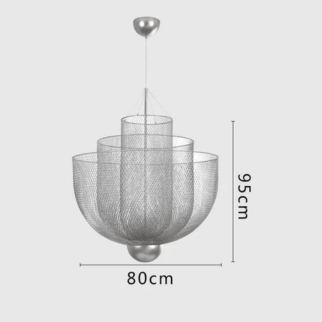 Nordic Dimmable Metal Grid LED Chandelier Lighting lustre Designer Iron Geometric Hollow LOFT Pendant Mesh matics Hanging Lamps