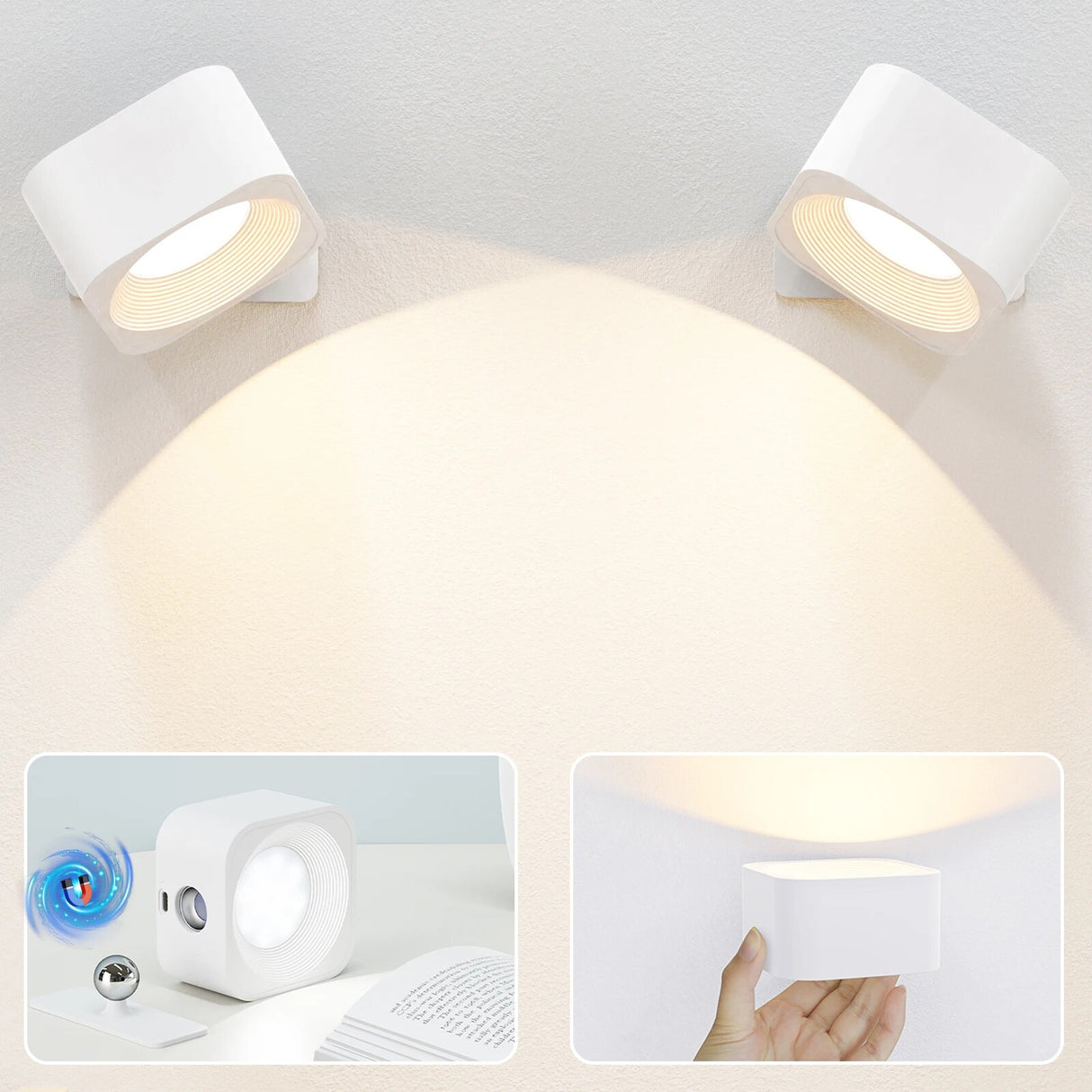 Modern Indoor Wall Lamp Magnetic 360 Projector Rechargeable Sconce Home Lighting Bedroom Living Room Aisle Decor LED Wall Light