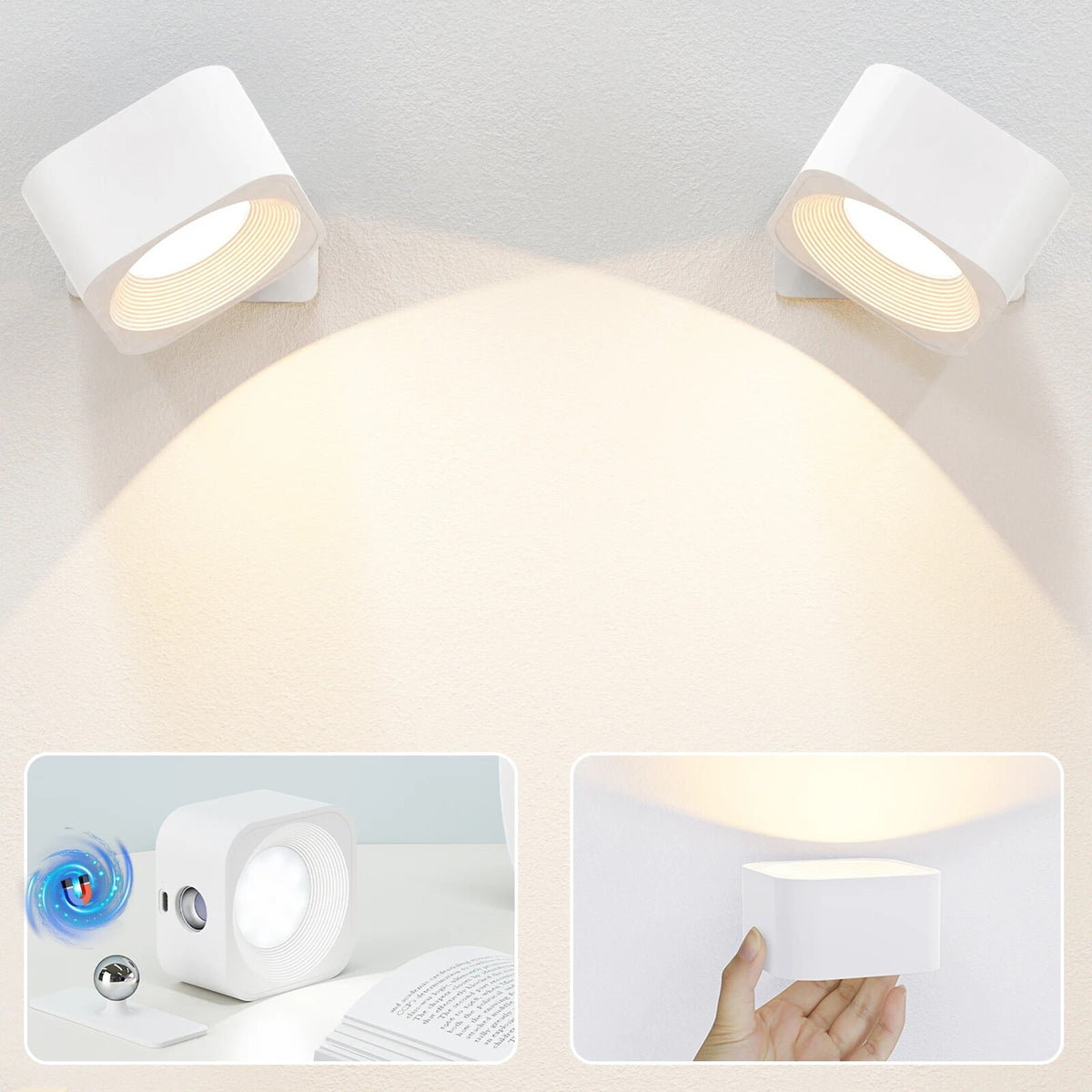 Modern Indoor Wall Lamp Magnetic 360 Projector Rechargeable Sconce Home Lighting Bedroom Living Room Aisle Decor LED Wall Light