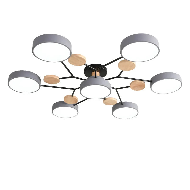 Nordic Macaron Ceiling Light - Modern Log & Metal Lamp for Living Room