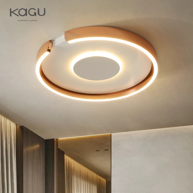 Rose Gold LED Ceiling Light - Modern Circular Dimmable Flush Mount Lamp