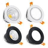 Tricolor Changeable Anti Glare Recessed LED Downlights 5W 7W 9W 12W 15W 20W COB Ceiling Lamp Spot Lights AC90-265V +Led Drive