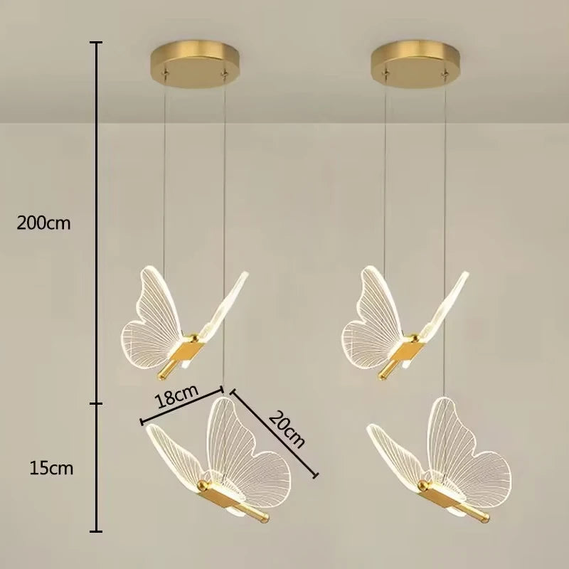 LED Pendant Light Fixture Butterfly Hanging Lamps For Ceiling Kitchen Bedside Living Room Decor Pendant Lamp