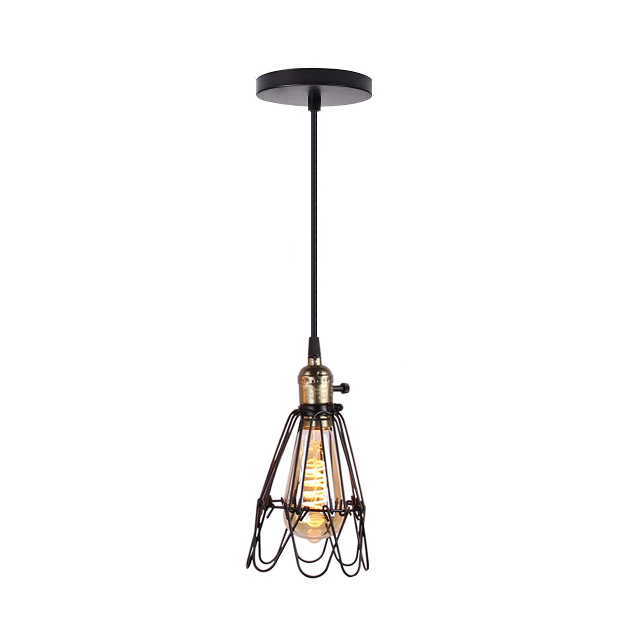 Modern Cage Pendant Light E27 Iron Minimalist Vintage Scandinavian Loft Pyramid Pendant Lamp Metal Hanging Ceiling Lamp Fixtures