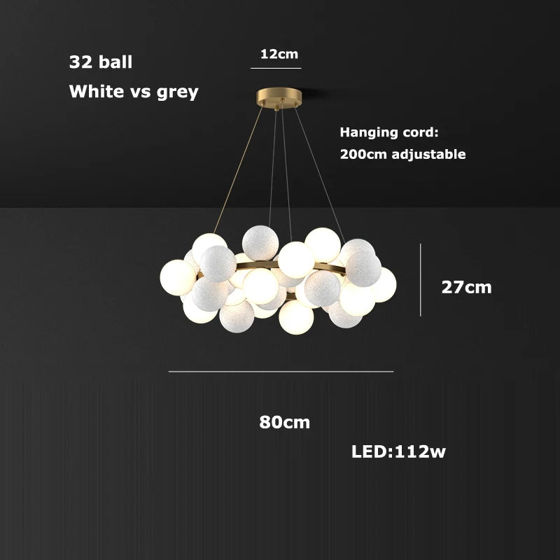 2026 Modern Glass Bubble Chandelier - Dimmable Art Deco Hanging Lamp