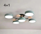 Nordic Macaron Ceiling Light - Modern Log & Metal Lamp for Living Room