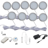 Zigbee3.0 DC12V Round Cabinet Lamp White 3000K/6000K Dimmable Timer Closet Shelf Tuya APP Voice Control for Alexa Google 2-9Pcs