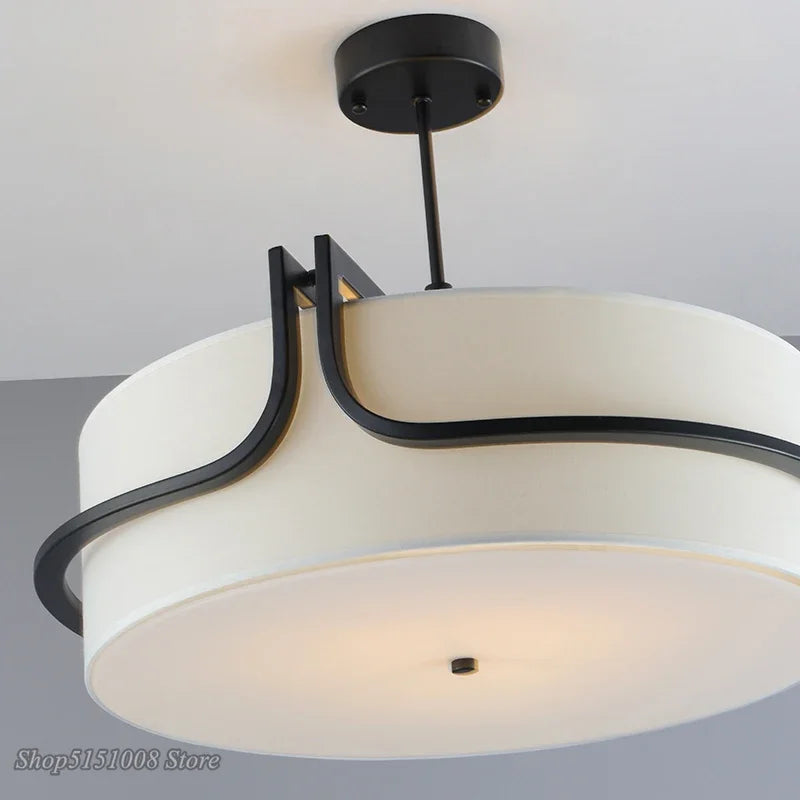 Modern Fabric Art Ceiling Chandelier Black Dining Room Bedroom Hallway Pendant Lights Minimalist Decor Indoor Lighting Fixture