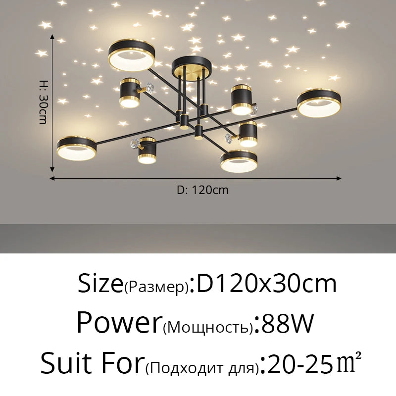 2025 Modern LED Chandelier For Living Room Bedroom Dining Room Kitchen Smart Remote Ceiling Pendant Light Indoor Decorative Lamp
