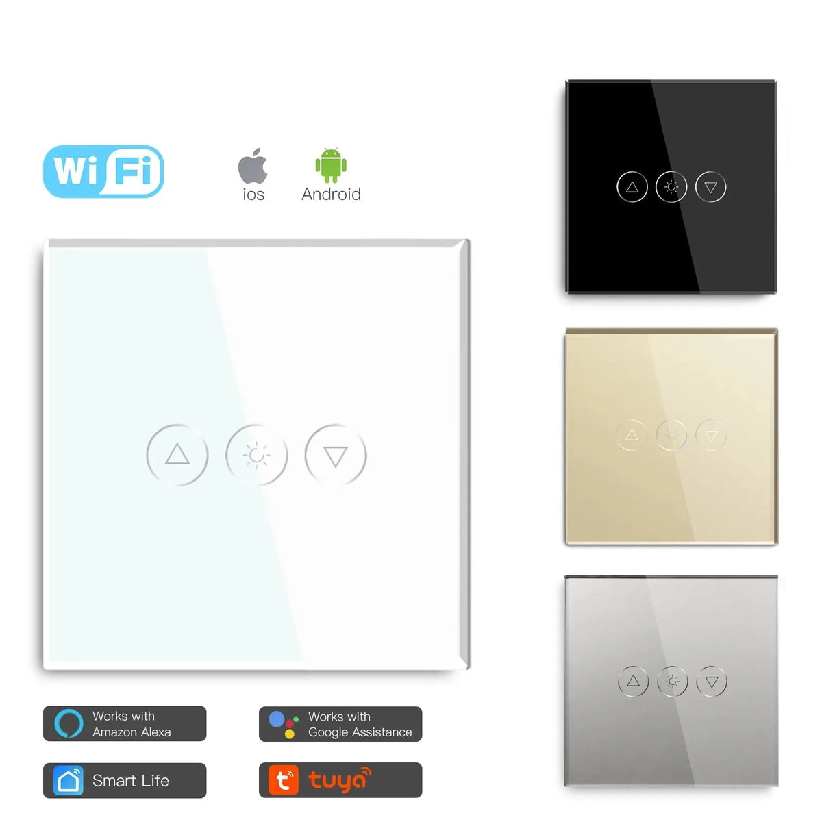 LED EU Touch Wifi Light Dimmer 1 Gang Smart Wireless Wifi Dimmer White Black Golden Colors For Smart Home