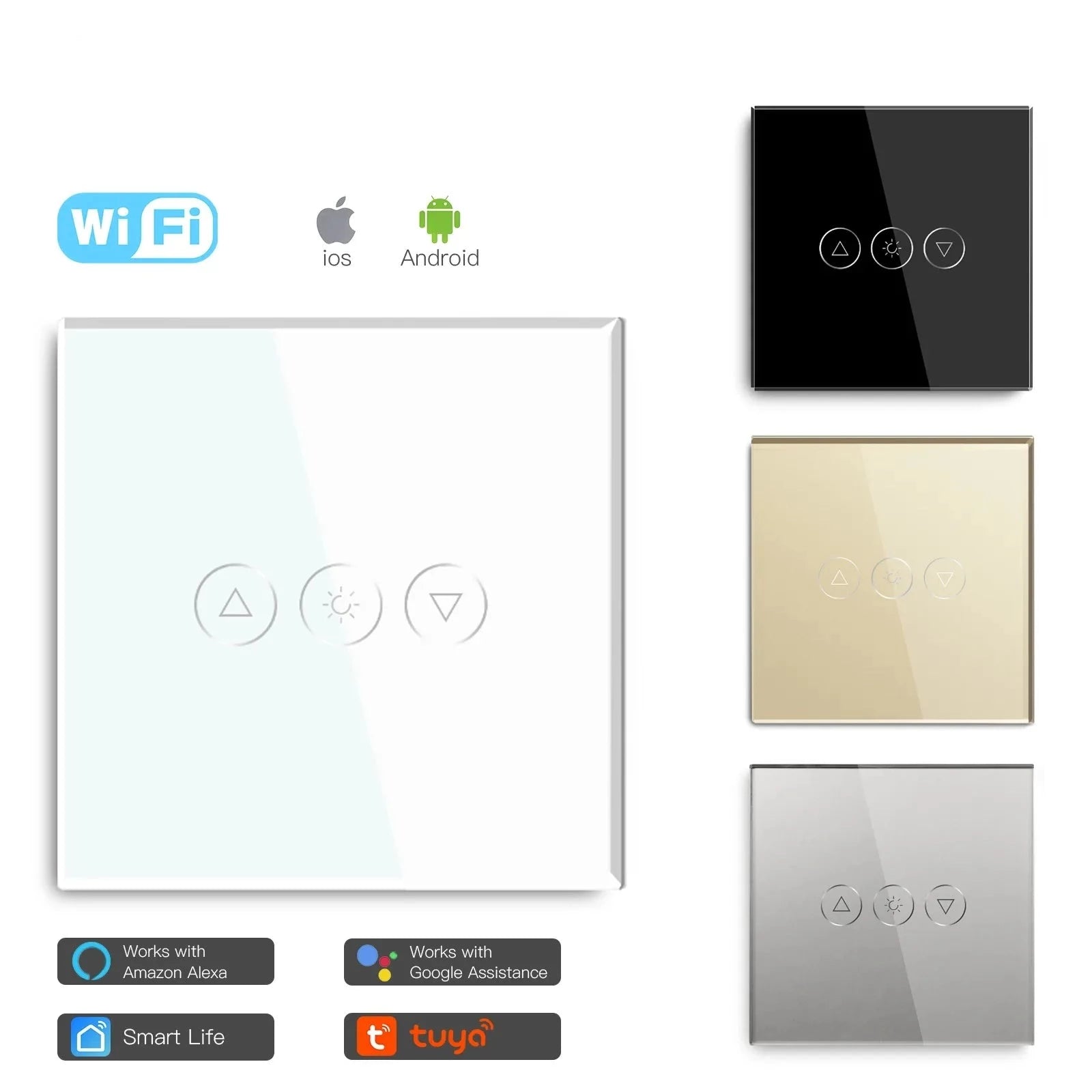 LED EU Touch Wifi Light Dimmer 1 Gang Smart Wireless Wifi Dimmer White Black Golden Colors For Smart Home