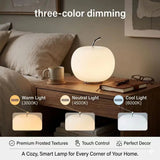 Modern Minimalist Apple Glass Table Lamp, Touch Control 3-Color Dimmable LED Bedside Night Light, Elegant Artful Nordic Lamp