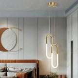 Brass U-Shaped Tube LED Pendant Light - Modern Long-Line Bedside Hanging Lamp