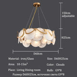 Light Luxury Modern Creative Cloud Glass Pendant Light Simple All Copper Lighting Room Decor for Living Rooms Villa Restaurant