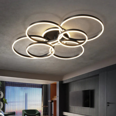 New Modern LED Chandelier Lighting For Living Study Bedroom Lamps Indoor Lighting Round Rings Foyer Luster Chandeliers Luminaire