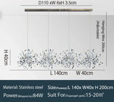 Nordic LED Chandelier Stainless Steel Chrome Leaf Personality Art Decors Living Dining Room Bar Table Hanging Lighting