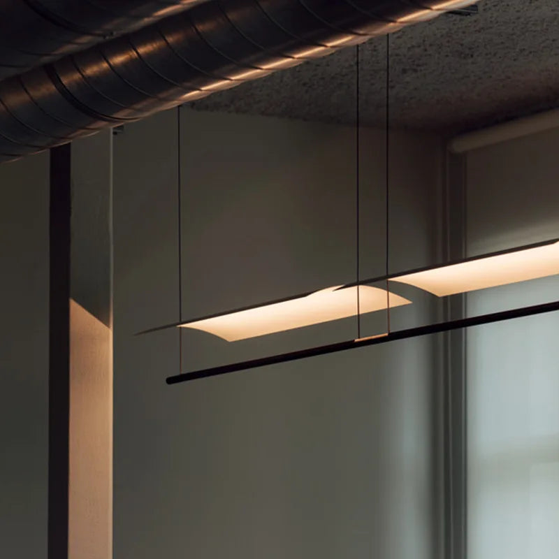 Modern WabiSabi Pendant Light Minimalist Long Strip Hanging Lamp Eave Acrylic Chandelier For Dining Living Room Office Kitchen