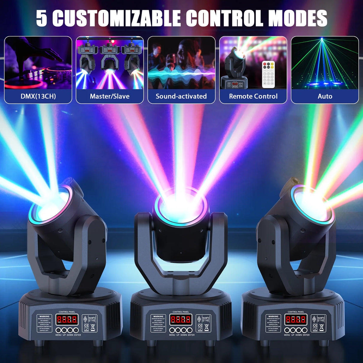 Mini 30W RGBW 4-in-1 Spot Beam Moving Head Light - DMX & Sound-Activated Stage Strobe Light for DJ, Disco, Bar & Party