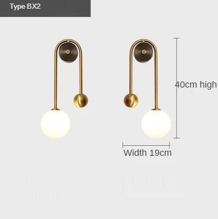 Modern Gold Glass Globe Wall Sconce - Elegant LED Lamp for Bedroom & Living Room