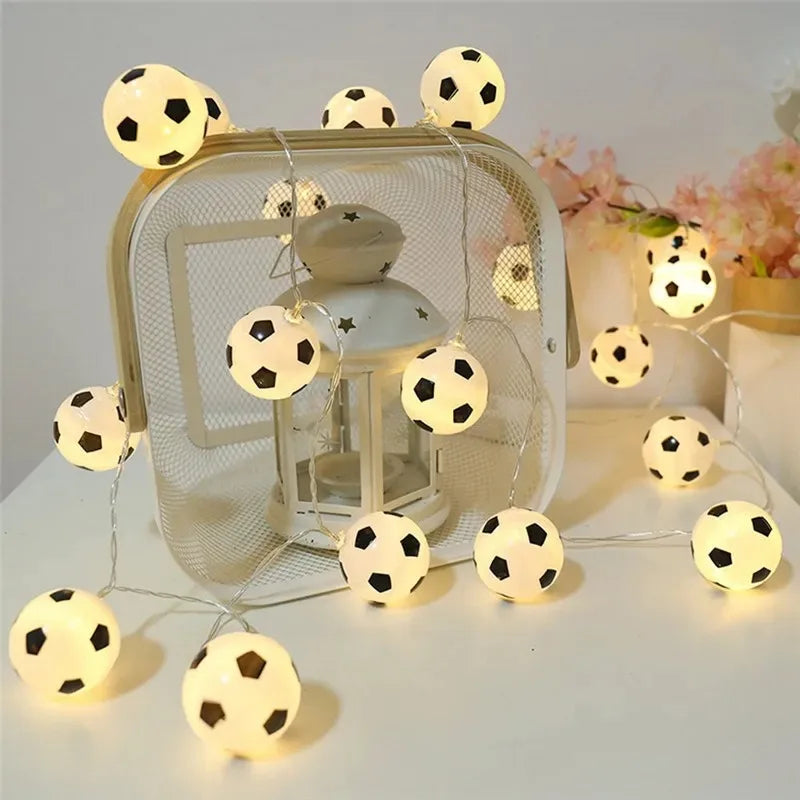 10 LEDs Football String Lights DIY Soccer Accessories Atmosphere for Bar Club Party Decoration Fans Supplies