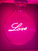 LOVE G125 220V 4W Dimmable Pink Red Yellow Edison Bulb Neon Letter Light Transparent Desk Light Ambient Light