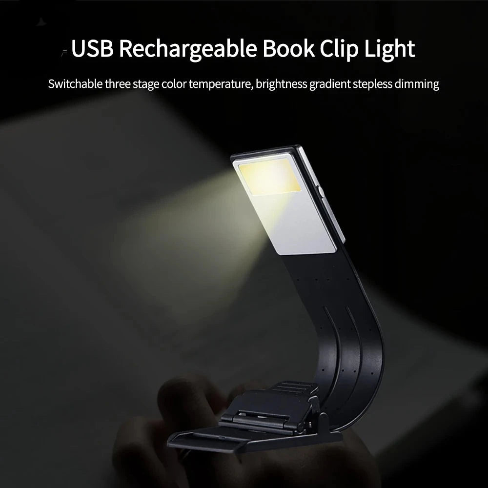Portable LED Reading Book Light With Detachable Flexible Clip USB Rechargeable Lamp For Kindle eBook Readers